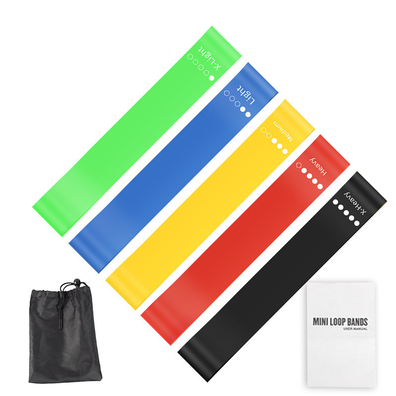Pilates Yoga Bar - Zestaw 5 gum oporowych TPE z